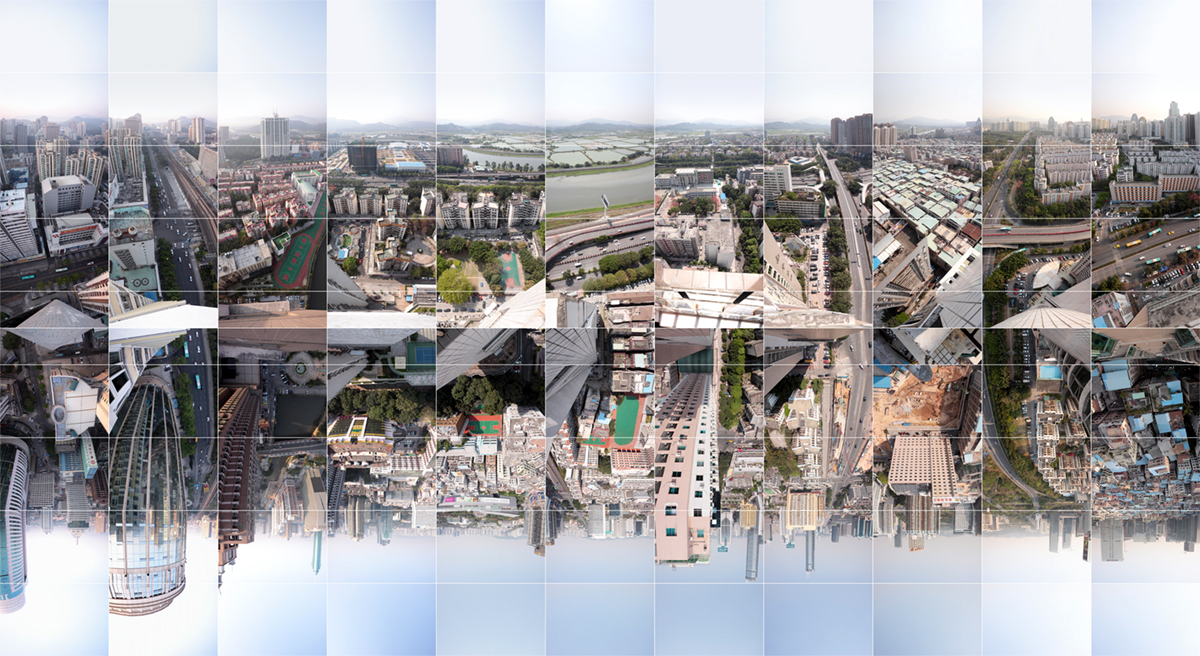 image, picture, Shenzhen –Timespace – skyline created by following the Hong Kong border from building to building by urban explorer and artist Wouter van Buuren