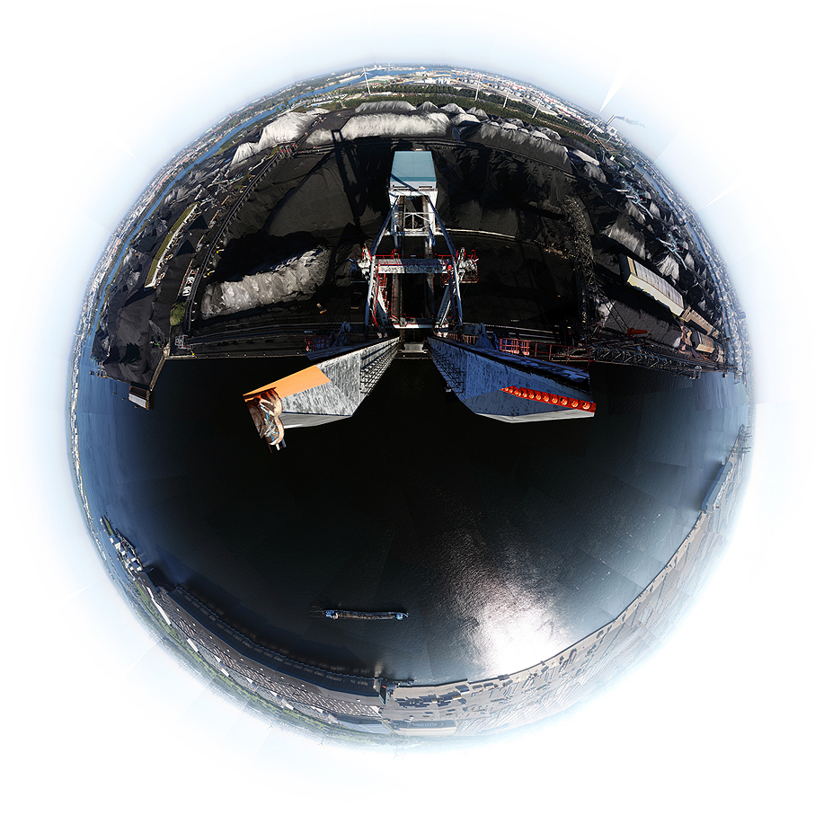  360 degree panorama from harbour crane in the port of Amsterdam, at OBA